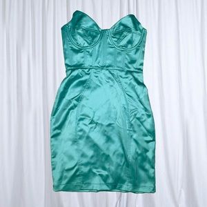 Pretty Little Thing Satin Dress Turquoise Size 4